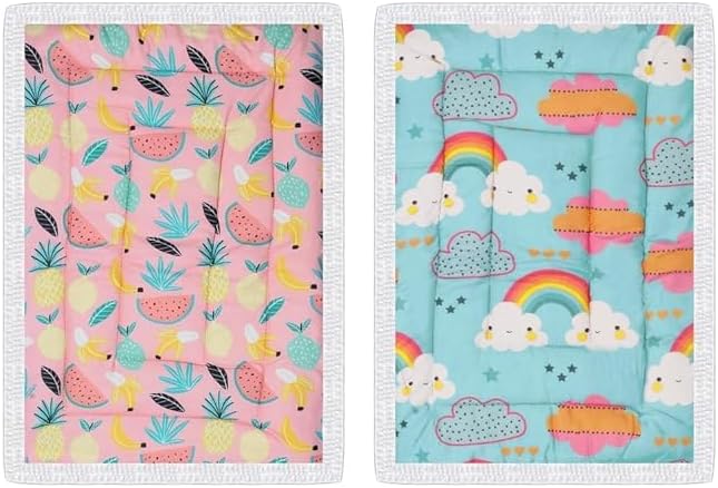 GOVINDGOPAL 100% Cotton Newborn Baby Godadi, Bed, Mattress, Rilka, Bedsheet Bedding Mattress for Cotton, Sleeping Bed Set Godadi Cradle Mat, Cushioned Combo Sheet Changing Mat Godadi_Pack of 2 Piece