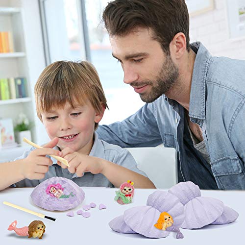 Byncceh Meerjungfrau Ausgrabungsset für Kinder-Großes Schatzkiste Ausgrabungsset mit 12 Meerjungfrau-Spielzeugen und 5 Aufklebern-Geburtstagsgeschenk & Party-Dekoration, Alter 6-12 Jahre