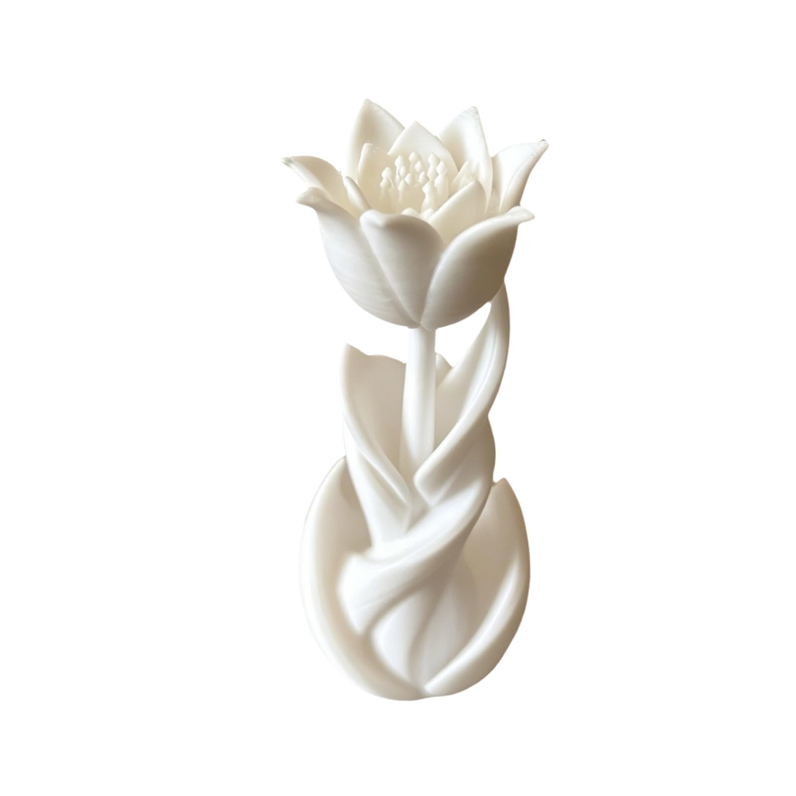 pidodou 3D Printed Tulip Figurine, Integrated Molding PLA Small Sculpture Ornament for Home & Office Decor White Onesize