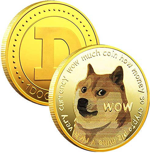 Dogecoin Coins Commemorative 2021 Physical Doge Coins Cryptocurrency Gold Plated Doge Coins, Hobby Virtual Coins Collecting Dogecoins (5PCS)