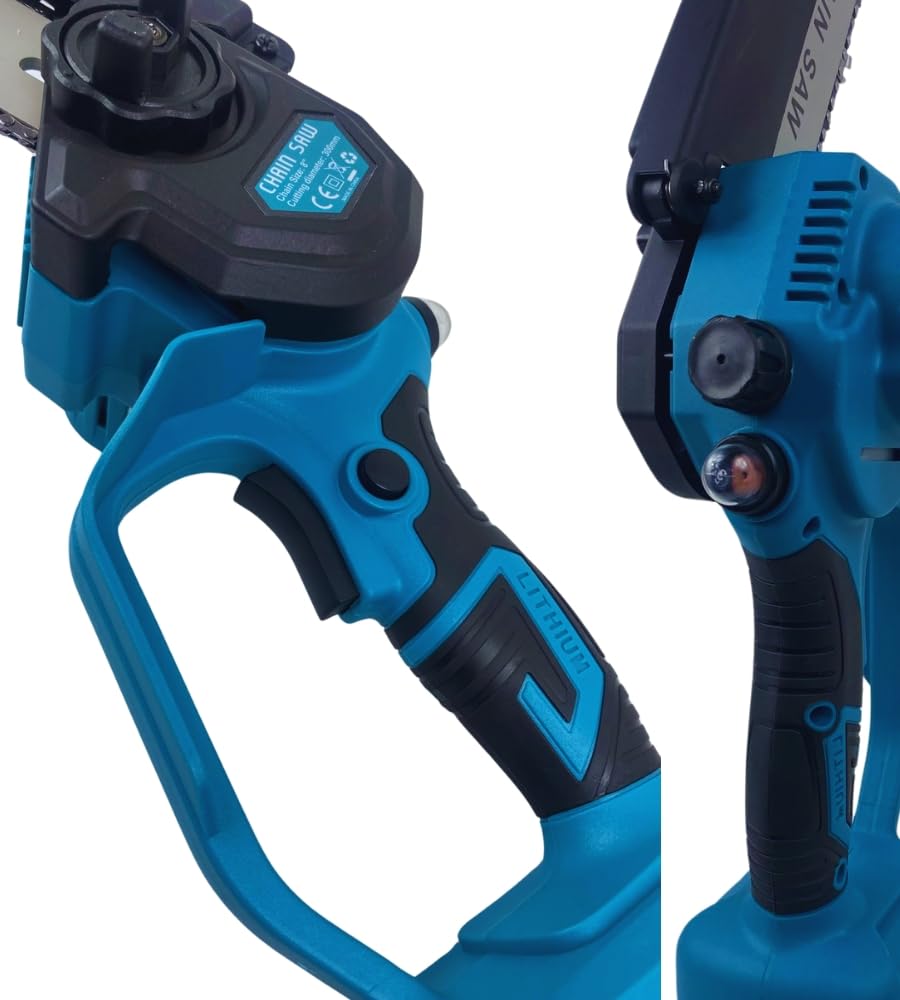 Sega Elettrica a Batteria, Motosega Doppia Lama 6 + 8 Pollici 500W con 2 Batterie 21v, Valigetta Portatile, Potatura con Olio Automatico Taglio del Legno Rami Giardino