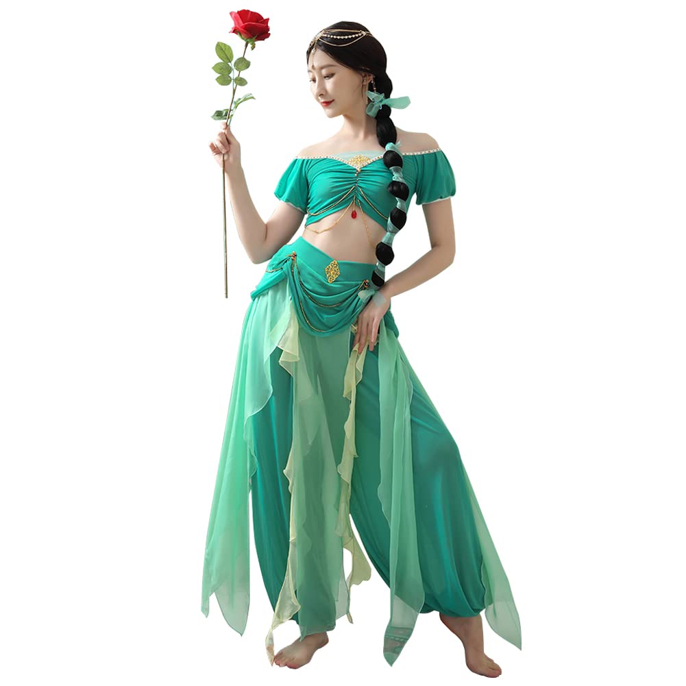 ROYAL SMEELA Princess Jasmine Costume for Women Princess Costume Jasmine Dress Princess Aladdin Dress Princess Jasmine Adult Costume Halloween Carnival Cosplay Jasmine