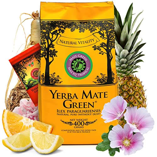 Yerba Mate Green 'Mas Iq Tropical' Brasilianischer Mate-Tee 400g + 50 g Mas Energia Guarana | fruchtiges Mate Tee | mit Ananas Cover