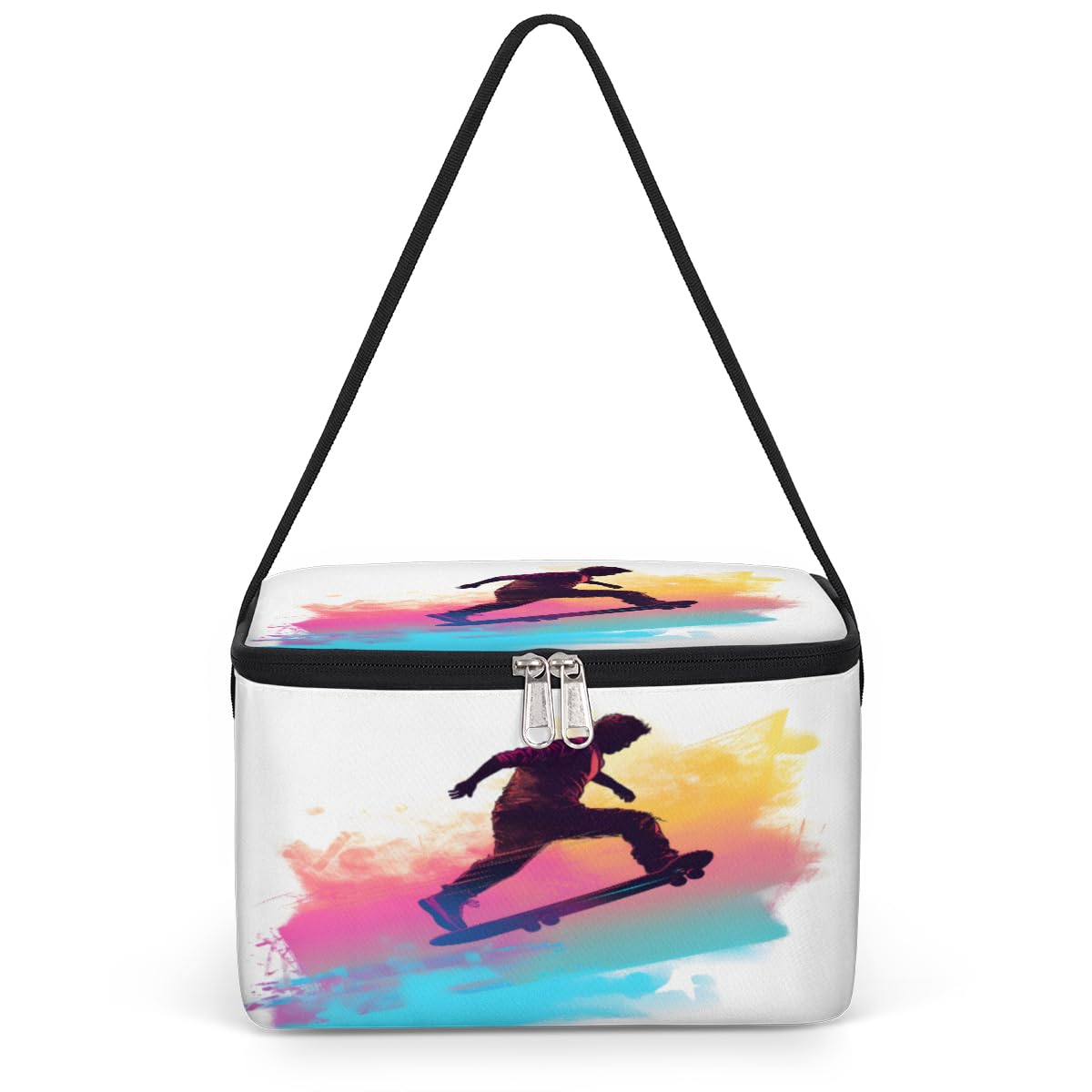 GzLeyigou Skate Sport Lunch Bags for Women Men 9 Cans, Hot & Cold Food Delivery Bag Insulated Grocery Bag Insulated Lunch Box Cooler Bag for Office Work Picnic Beach