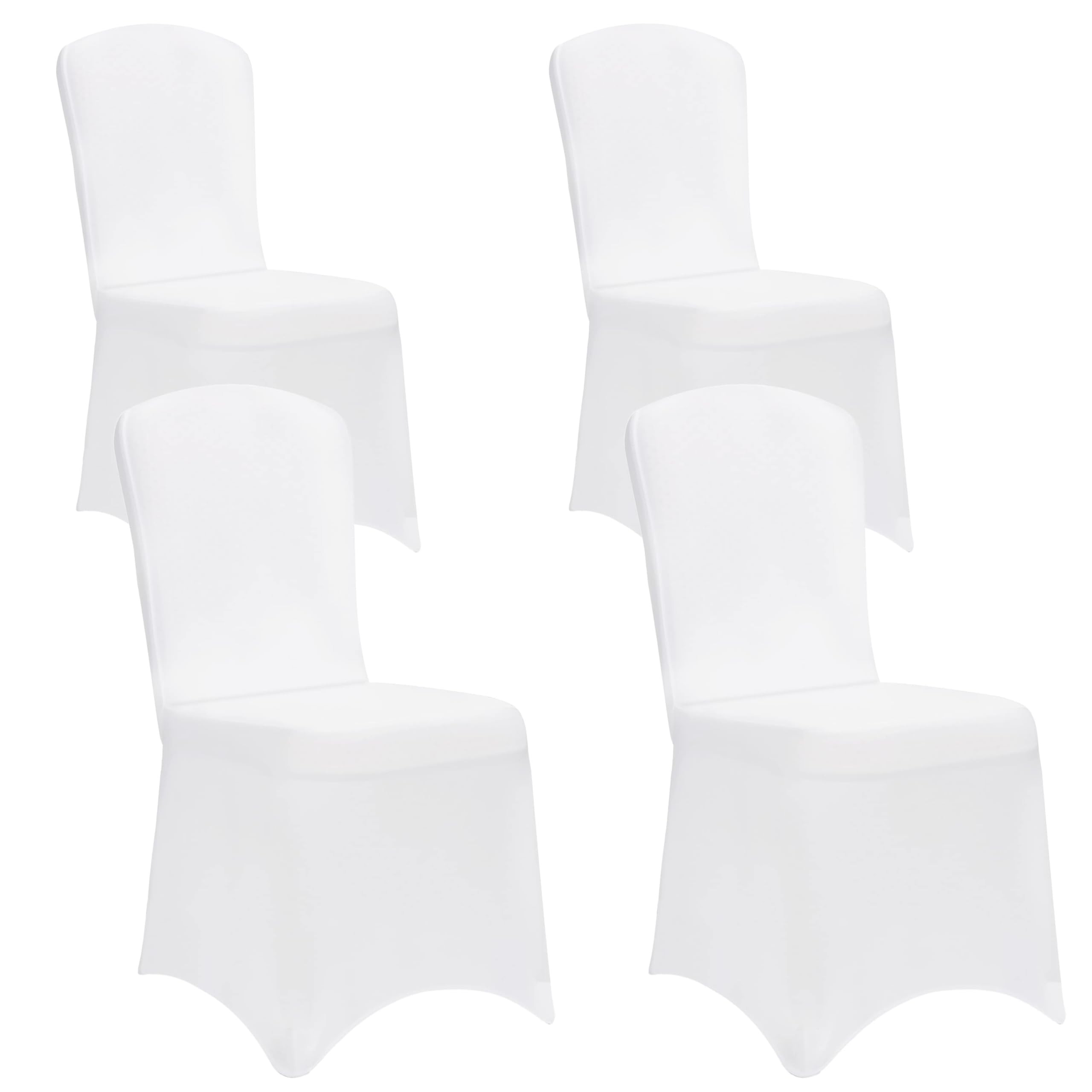 DETEX® Stuhlhussen 4er Set Weiß Hochzeit Stretch Öko-Tex Dehnbar 30°C Waschbar Stuhlbezug Hussen für Stühle Bezug Überzug Deko Esszimmerstühle ohne Armlehne