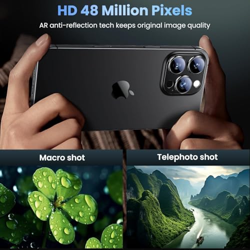 Image of TITANIUM Camera Lens Protector For IPHONE 16 PRO / 15 PRO / 16 PRO MAX / 15 PRO MAX ( BLACK ) UHD 9H Glass, Anti Drop, Scratch Resistant, Case Friendly, Removable, Waterproof, Heavy Duty Camera Protector, ( BUY 2 GET 1 FREE )