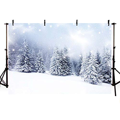 MEHOFOTO - Fondo para estudio fotográfico con diseño de fantasía invernal de paisaje de bosque de pinos con nieve. Decoración de fondo para fotografías. 2,5 m x 1,8 m