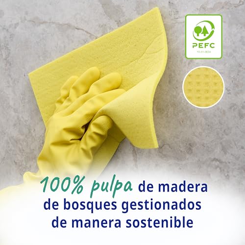 Miniatura 5 de Bayetas absorbentes The Essentials de Spontex | Paños superabsorbentes para fregar y secar | 100% pulpa de madera con certificación PEFC | Paquete de 12 x 4 (48 en total)