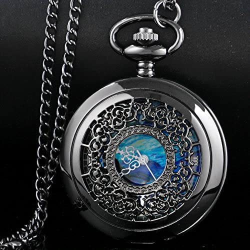 Image of Tiong Roman Numerals Scale Quartz Pocket Watches with Chain Christmas Graduation Birthday Gifts Fathers Day