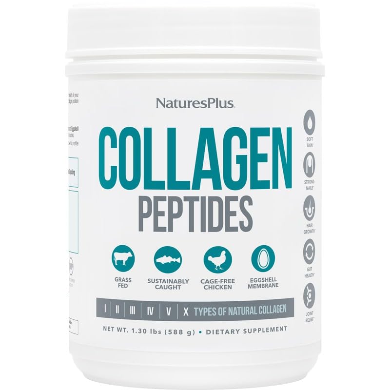 Nature´s Plus Collagen Peptides | 588g | Colageno Marino Hidrolizado Puro | Peptidos de Collageno | Péptidos de Colágeno para Articulaciones | Hydrolyzed Multi Powder | En Polvo | Sabor Natural