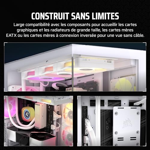 CORSAIR 3500X Boîtier PC ATX Mid-Tower – Verre Trempé Panoramique - Connexion Inversée Compatible avec La Carte Mère – Pas de Ventilateurs Inclus – Blanc