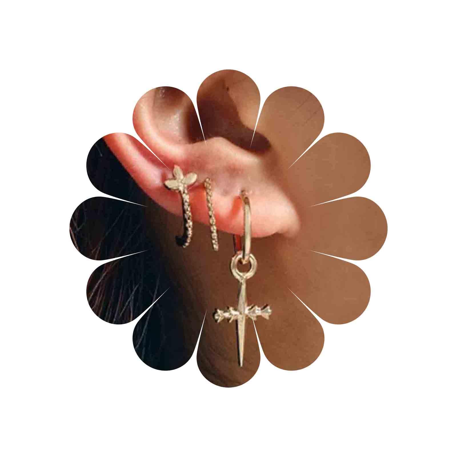 Yheakne Boho Star Moon Chain Cuff Earrings Silver Star Long Drop Earrings Moon Ear Cuff Wrap Earrings Cartilage Helix Chain Earrings Jewelry for Women