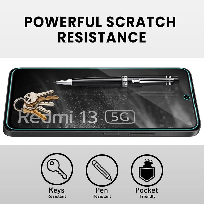 Image of Edge To Edge Screen Protector Tempered Glass For Redmi 13 5G Cellphone With Easy Installation Kit