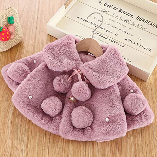 Fleece Bowknot Coat for Baby Girls Pearl Long Sleeve Button Down Lapel Jacket Toddler Girls Adorable Warm Outwear4
