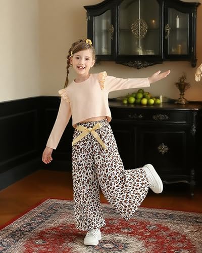 Kids Toddler Girl Clothes Winter Fall Outfit Ruffle Shirts Floral Pleated Pants Set Girls 2 Piece Oufits2