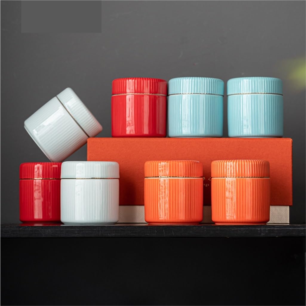 Celadon Cukier Jar Słoik do przechowywania herbaty Loose Little Sealed Jar Kitchen Chin Set Chiński Zestaw z Pudełkiem Na Prezent Podwójny Pojemnik Na Herbatę(C)