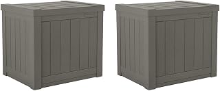 Suncast SS500ST 22 Gallon Small Resin Outdoor Patio Storage Deck Box (2 Pack)
