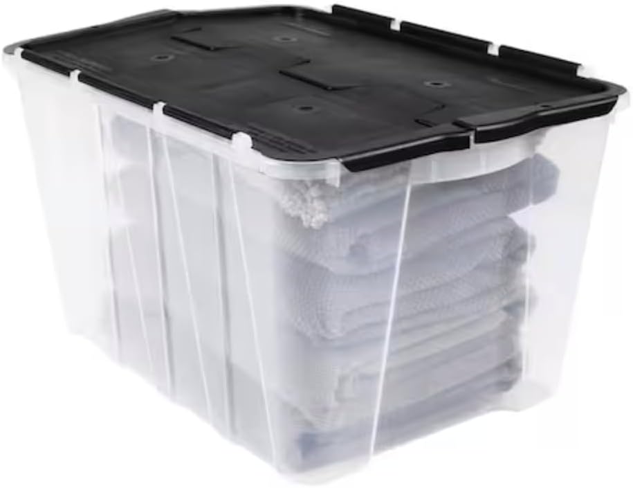 Clear 12 Gallon Flip Top Storage Container HU91861