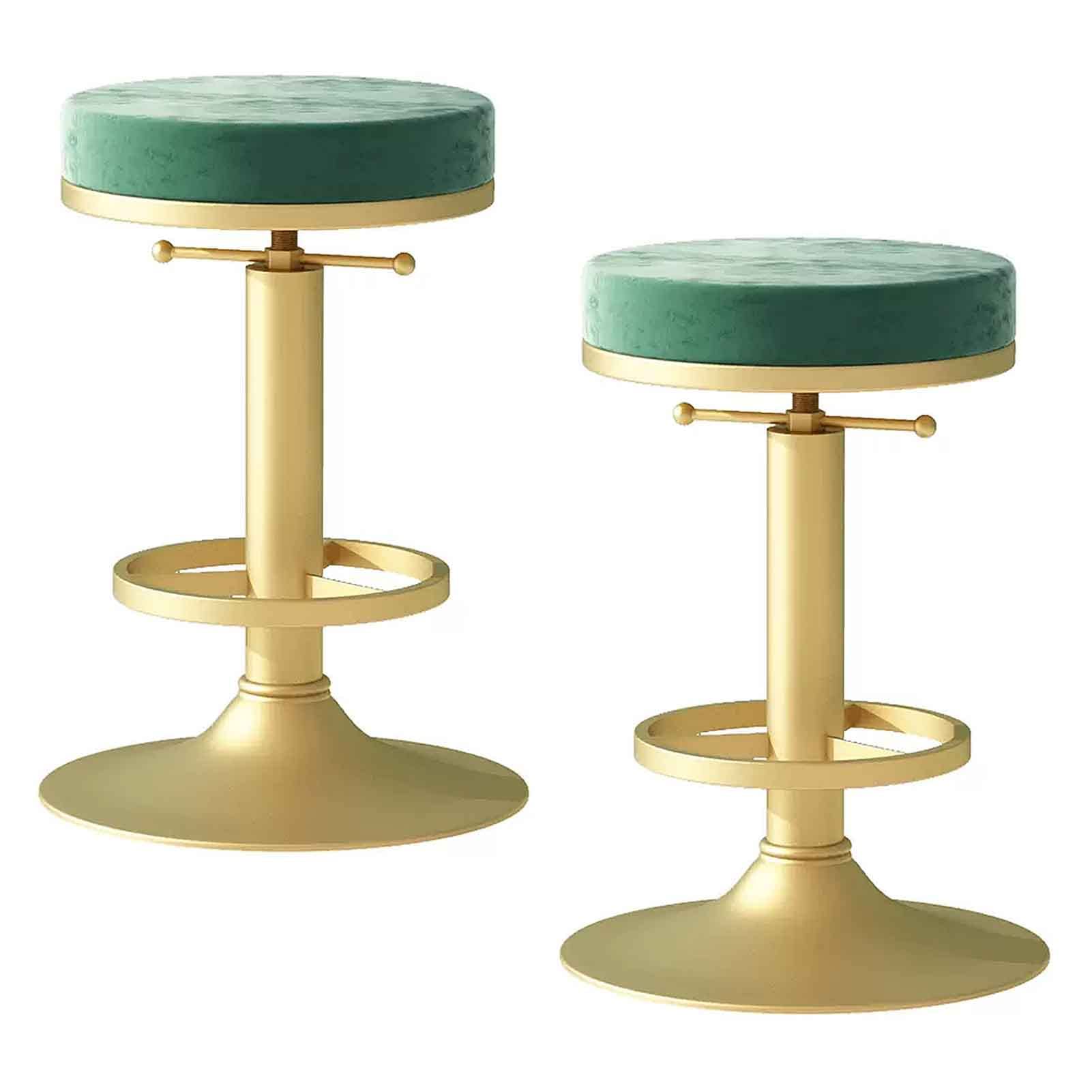 Tabourets de bar en velours pivotants avec pied en métal réglable