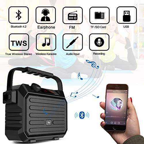Portable Mini Bluetooth PA System with Wireless Headset Microphone 30W Personal Pa Speaker Rechargeable Voice Amplifier Supports Earphone/FM Radio/AUX-in Mode/USB Input/TF Card - Thumbnail 7