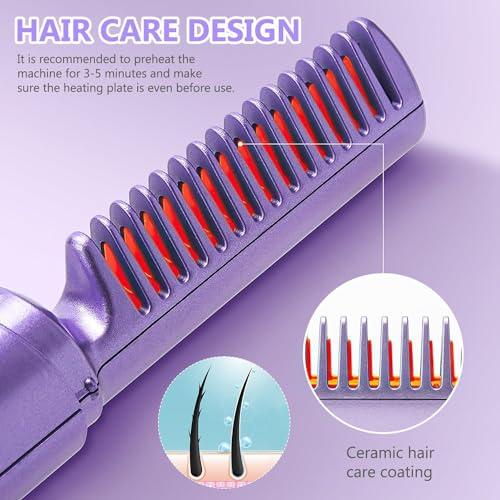 Image of Wireless Hair Straightening Brush | Rechargeable Hair Straightener Brush For Women | Cordless Heat Straightener Comb, Electric Hair Brush Straightener with Negative Ion