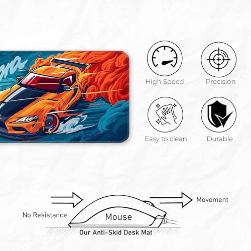 Image of Supraa Gaming Pad - Extended 60x30CM Large with Stitched Edges & Non-Slip Rubber Base | Perfect Gaming Setup Mat & PC | Essential Gaming Accessories