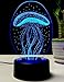 3D LED Jellyfish Night Light Touch Desk Lamp,3D Optical Illusion Lighting 7 Colors Change LED Table Lamp Battery/USB Powered Home Decor Lamp Gift for Kids Christmas (Jellyfish)