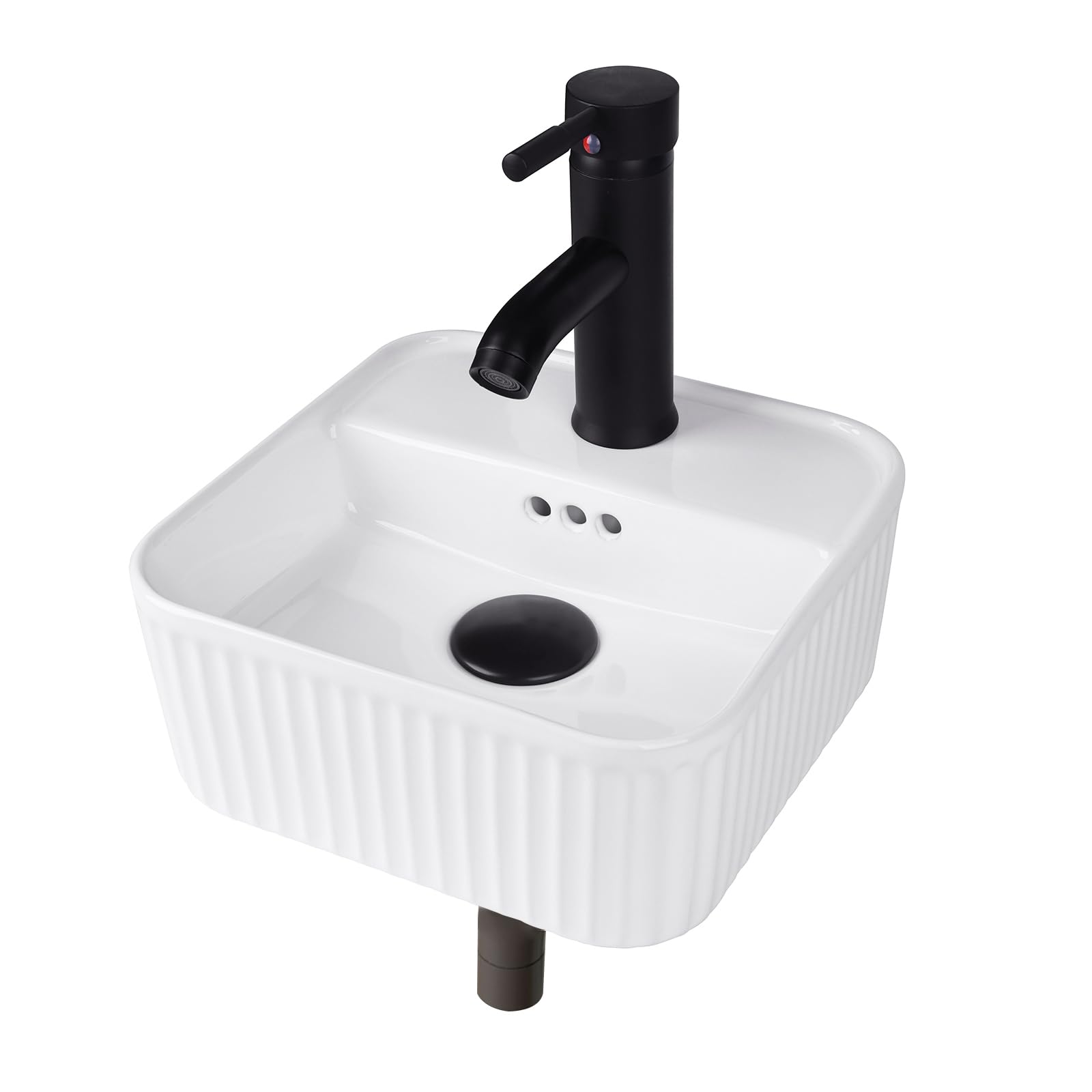 Bathroom Vessel Sink 11 Inch Square Vanity Sink Above Counter, QISHKA Ceramic Small Wall Mount bowl Sink, Modern Art Basin Lavatory Sinks for Small Space (White, 11" x 11" x 4.6")