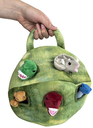 Plush Dinosaur House with Dinosaurs - Five (5) Stuffed Animal Dinosaur in Play Dinosaur Carrying Case