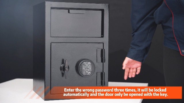 Kavey 7.0 Cub Waterproof Fireproof Large Safe Box With Depository Drop Slot Double Door Biometric Safe Removable Shelf Mute Function Documents Cash Jewelr