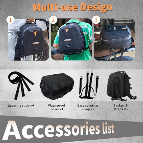 Bolsa trasera para motocicleta impermeable expandible 28L miniatura 4
