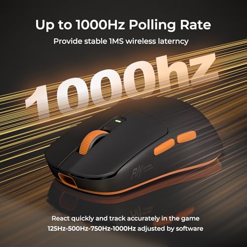 RK ROYAL KLUDGE M30 Gaming Mouse Wireless, 12000 DPI PixArt PAW3311 Sensor, 41g Ultralight, 1000Hz Polling Rate, 2.4G/USB-C/Bluetooth Maus Gaming, 250mAh, Voll programmierbare Tasten, Schwarz – Bild 6
