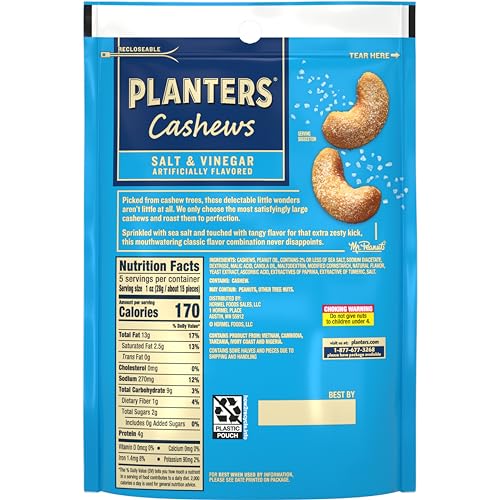 Image of PLANTERS Cashews Salt and Vinegar, 5oz Bag (Pack of 2)