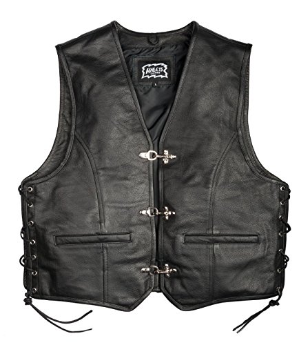 Halle 15 Biker Lederweste mit Schnallen Lederkutte Bikerweste Echtleder H15 Merch ! (XL)