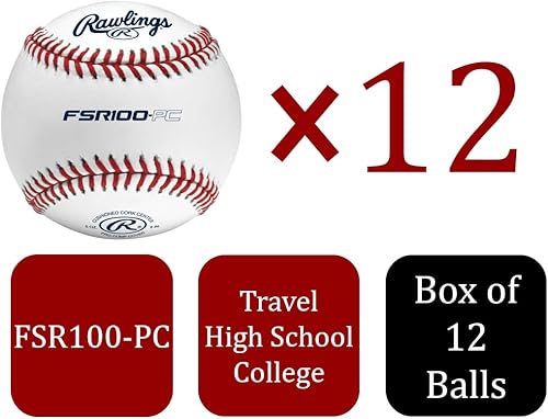 Miniatura 2 de Rawlings Pelotas de béisbol Pro Comp Practice  ColegiataEscuela SecundariaViajes  Opciones de costura plana y elevada  12 unidades