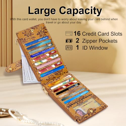Image of Travelambo Womens Leather Bifold Wallet, Slim RFID Blocking Card Holder