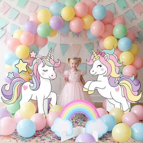 Image of 3 Pcs Unicorn Stand Party Decorations Set with Sturdy Bases Big Yard Sign for Themed Party Baby Shower, Photo Booth Props Indoor Outdoor