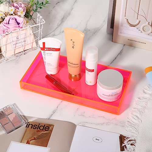 Mutellstory Acrylic Vanity Tray Decorative Bathroom Tray Perfume Jewelry Makeup Tray For Dresser Tops Small Desk Organizer Candle Sink Tray For Counter thumb #4