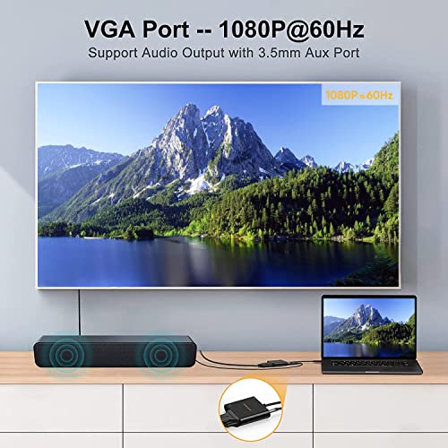 Image of CableCreation 4 in 1 USB C Hub, USB C to HDMI VGA Adapter with 3.5mm Audio & USB C PD Charging Port, Compatible with MacBook Pro 2020, iPad Pro 2020, Galaxy S20 S10, Surface Book 2, XPS 13