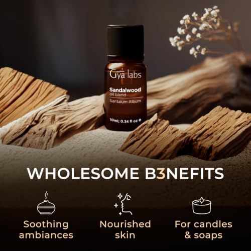 Image of 100% Pure Sandalwood Essential Oil for Skin & Diffuser - 0.34 Fl Oz | Sandalwood Oil for Hair, Meditation & DIY, Rich Woody Aroma for Calming, Aromatherapy Grade Oil - Gya Labs