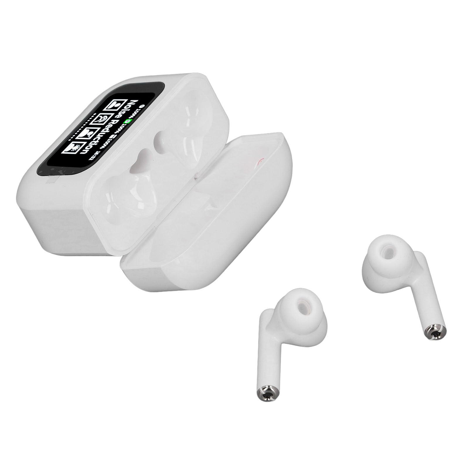 Auricolari Bluetooth wireless ergonomici Hi-Fi di qualità del suono con custodia touchscreen per sport e esercizio fisico, colore: bianco