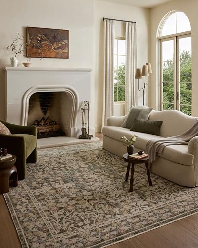 Loloi Clarisse Collection CLS-05 Olive/Multi 5'-1" x 7'-6" Fringe Area Rug