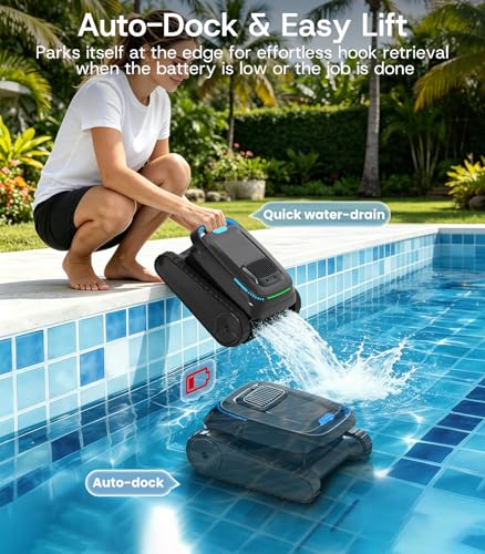 Image of (2026 Upgrade) PC10 Robotic Pool Cleaner, 5000GPH Suction, 150μm Filtration, Floor /Wall /Waterline Cleaning, Smart Navigation, Self-Parking, Cordless Pool Vacuum for Inground & Above Ground Pools