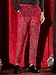 Lars Amadeus Red Glitter Velvet Pants for Men's Metallic Zipper Button Party Straight Leg Shiny Velour Trousers 32