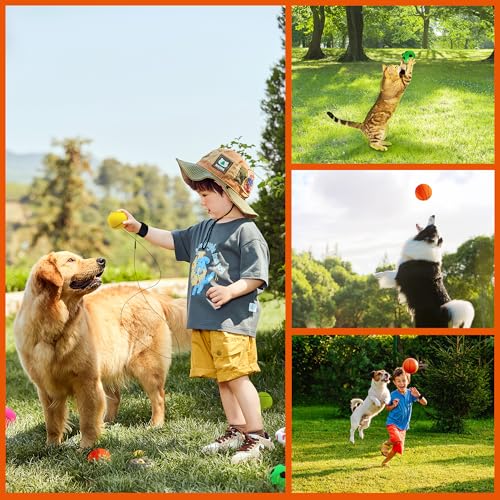 Springball mit Schnur - Sport Handgelenk Return Set, Ø 6cm, 4 Stücke Armband Spielzeug für Kinder und Erwachsene, Fußball/Basketball/Softball/Baseball (Mehrfarbig)