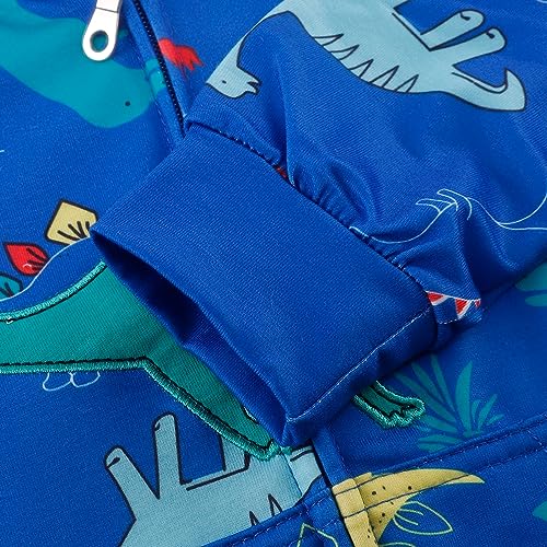 Image of Popshion Boys Toddler Cartoon Dinosaur Hoodies Jacket Cool Long Sleeve Zipper Hooded Sport Sweatshirt Coat for Kids 1-7 Years