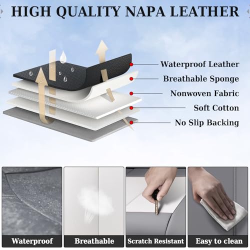 Image of Coverado Car Seat Covers, Back Seat Cover for Dogs, Faux Leather Car Seat Covers Backseat, Car Seat Cushion, 3-Pieces Waterproof Universal Seat Covers for Cars Fit for Most Sedans SUV, Gray&White