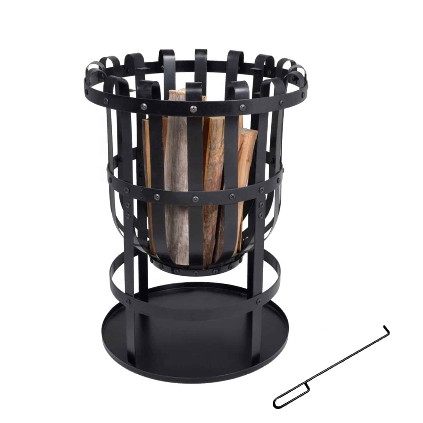 KEKAI Brasero de Acero para Exteriores 2 en 1 con función de Barbacoa y Fuego Kekai Dana 40 x 56 cm Grill, Atizador y Recogida de Cenizas