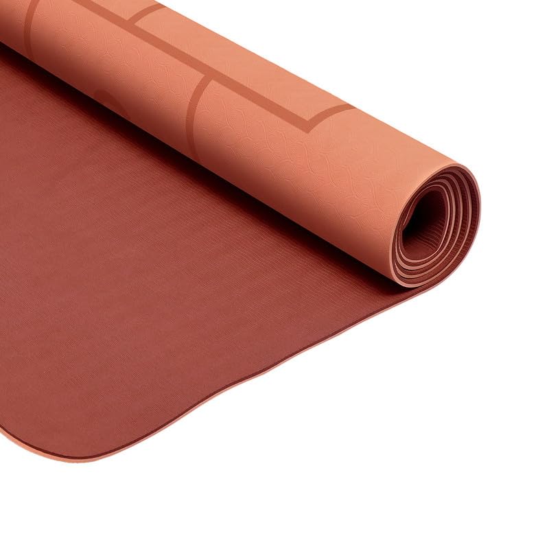 Image of Extra Wide Non Slippery TPE 6ft x 2.62ft x 6mm Yoga Mat for men, Women and Kids with hopscotch Play mat comes with Wooden Marker and bag cover - Orange