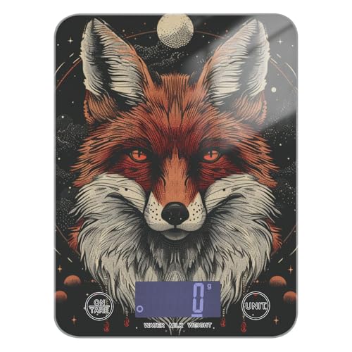 Fox - Báscula de cocina pequeña con pantalla LCD de 11 libras/1 onzas, 5 kg/5 g, báscula pequeña de cocina con 4 unidades para hornear, perder peso y hornear (pilas no incluidas)